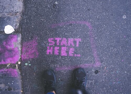 Start here written on the floor
