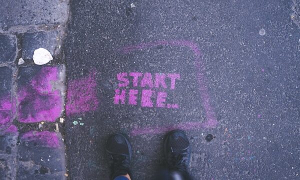 Start here written on the floor