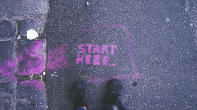 Start here written on the floor
