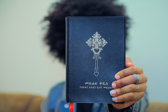 Woman holding a book