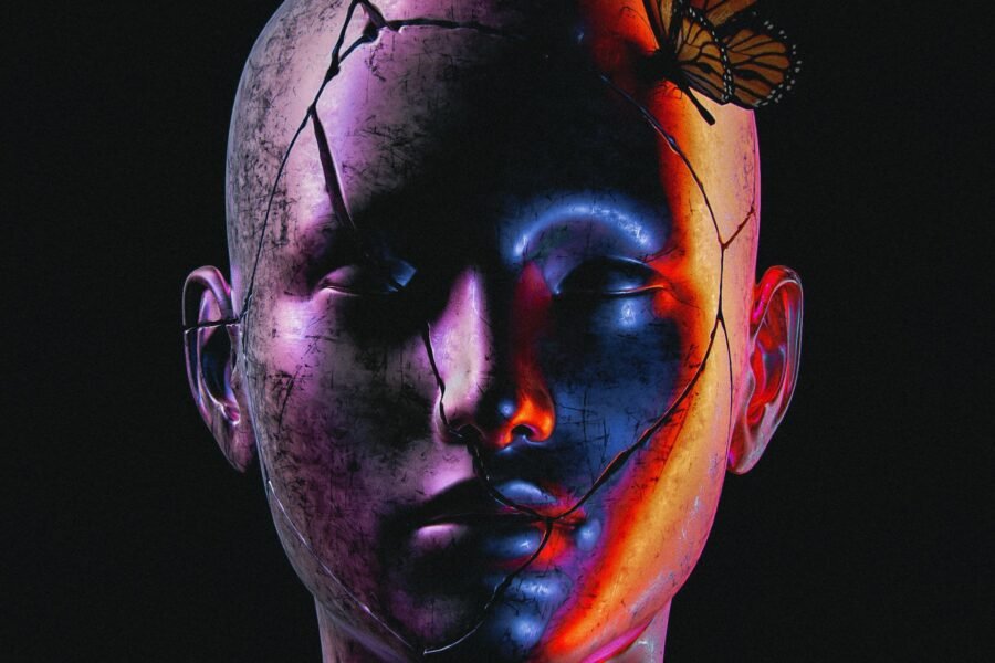 Cracked figure of a face