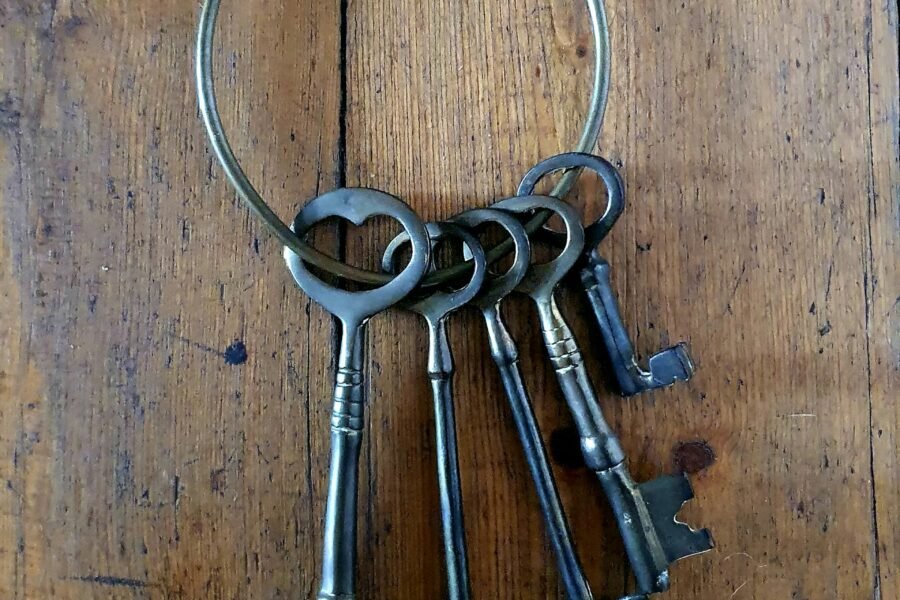 Keys hung on a board