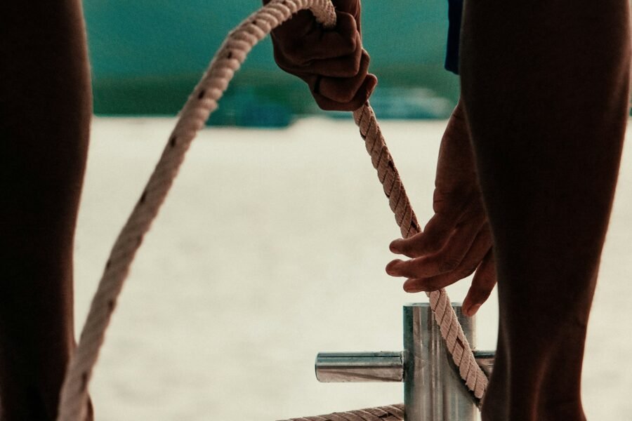 Man pulling rope